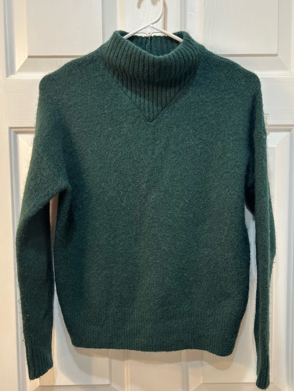 Madewell Wool Alpaca Blend Jade Green Mock Neck Sweater Sz‎ XXS Festive Holiday